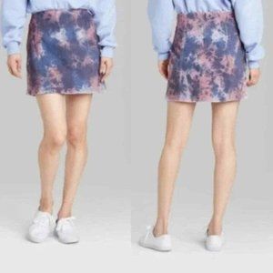 Wild Fable Women's A-Line Stretch Denim Tie Dye Mini Skirt Color Wash Size 0 NWT